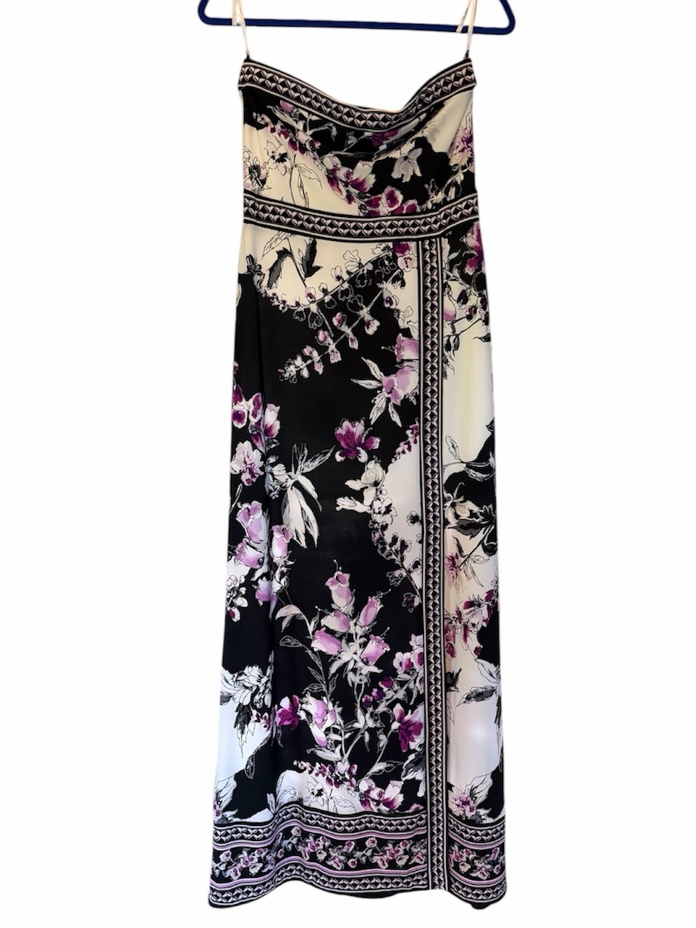 White House Black Market
Strapless Floral Maxi Strapless Dress Black & Purple S